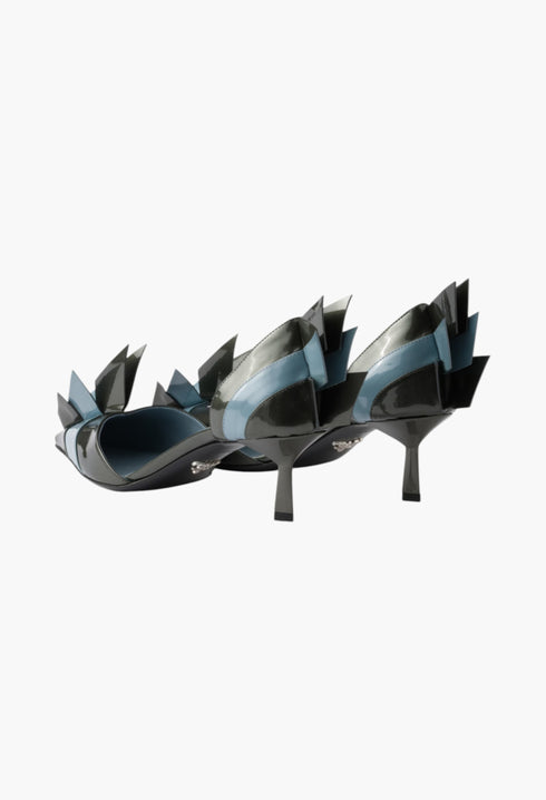 Anthracite/Astral - Two-tone patent leather D'Orsay pumps - GLAM MODA